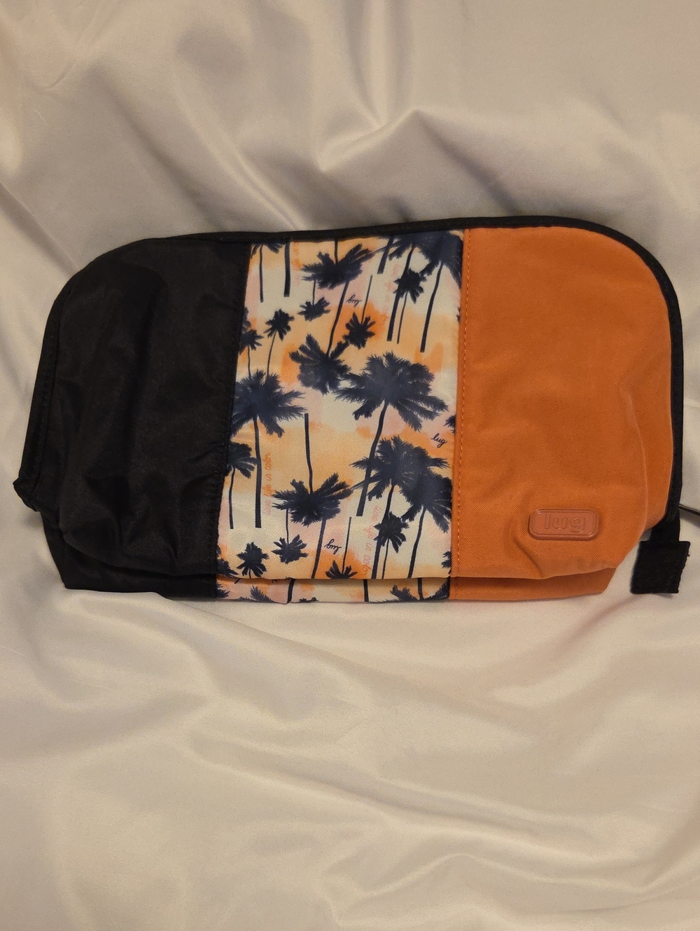 Lug Flash Black & Orange Palm-Print Travel Toiletry Bag